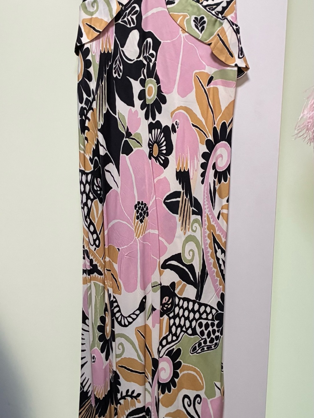 FARM Rio Pink, Black & Cream Tropical Maxi Dress